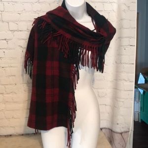 Meg Cohen double fringe 100% cashmere plaid scarf